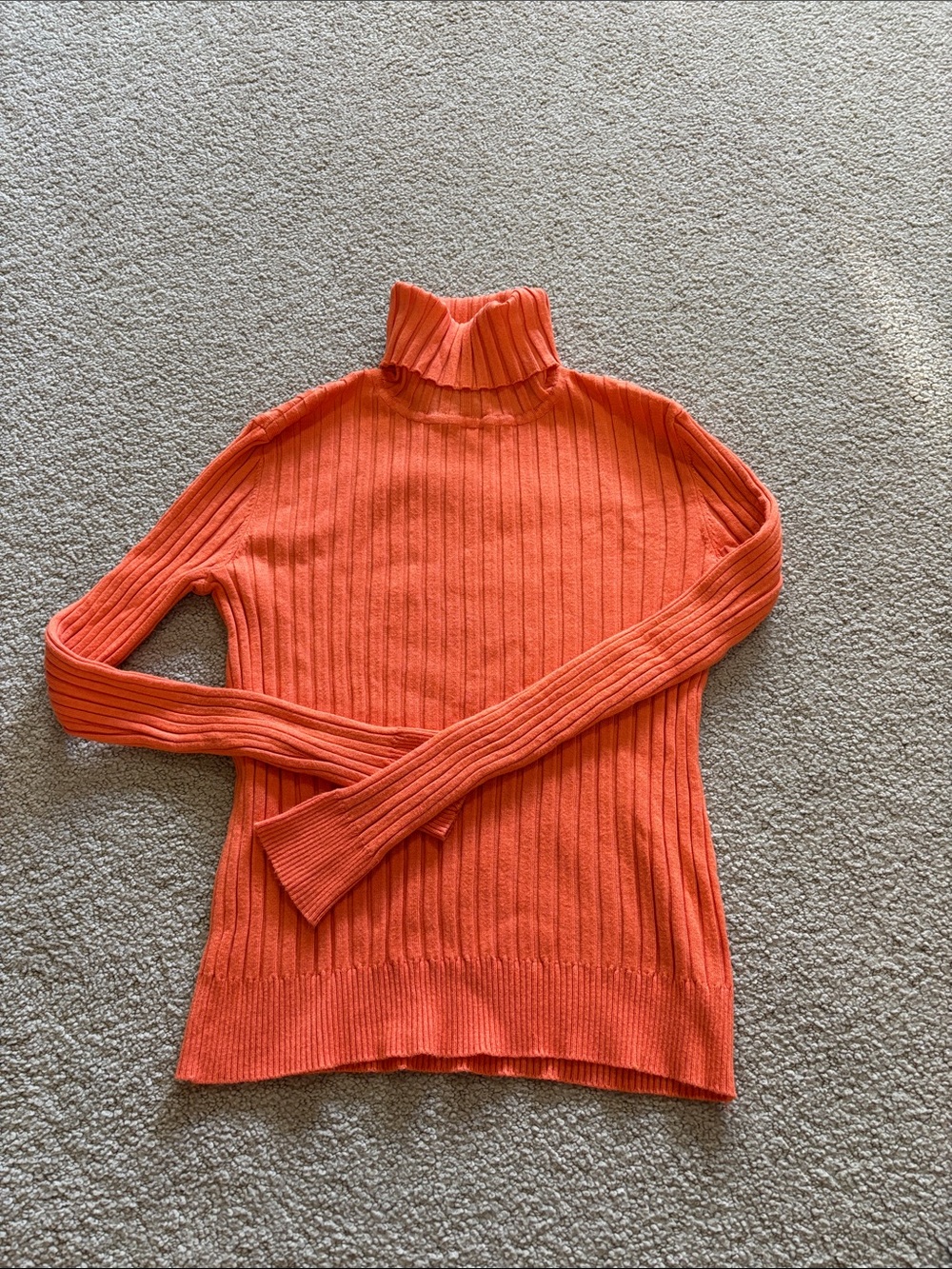 Classic Ribbed Orange Turtleneck Sweater